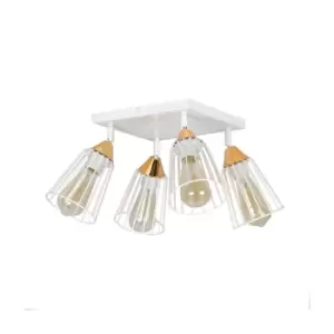 Image of Vesta White Multi Arm Semi Flush Ceiling light Wire Dome Shades 4x E27