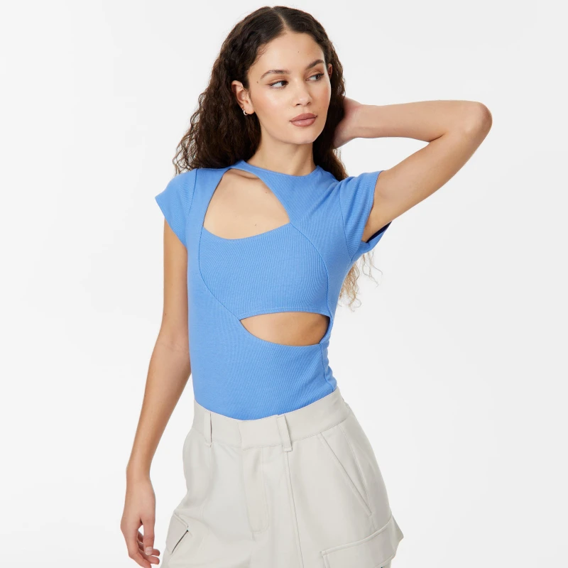 Image of Jack Wills Short Sleeve Slash Bodysuit - Blue Blue 8