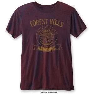 Image of Ramones - Forest Hills Unisex Large T-Shirt - Blue,Red