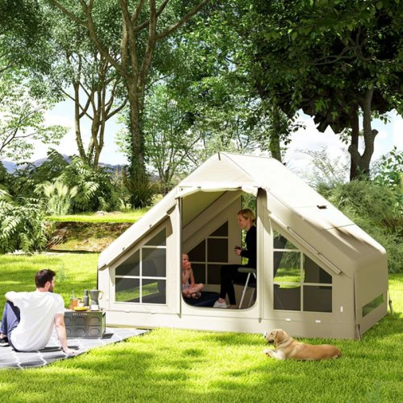 Image of Outsunny Outsunny Inflatable Camping Tent with Pump, 2-4 Person Glamping Tent