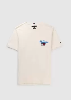 image of Tommy Hilfiger Mens Painted Graphic T-Shirt In Weathered White