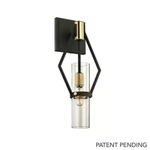 Raef 1 Light Wall Sconce Textured Bronze Brushed Brass, Glass