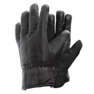 image of Mens Soft Sheep Skin Genuine Leather Gloves (M/L) (Black)