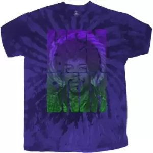 Jimi Hendrix - Swirly Text Unisex X-Large T-Shirt - Blue