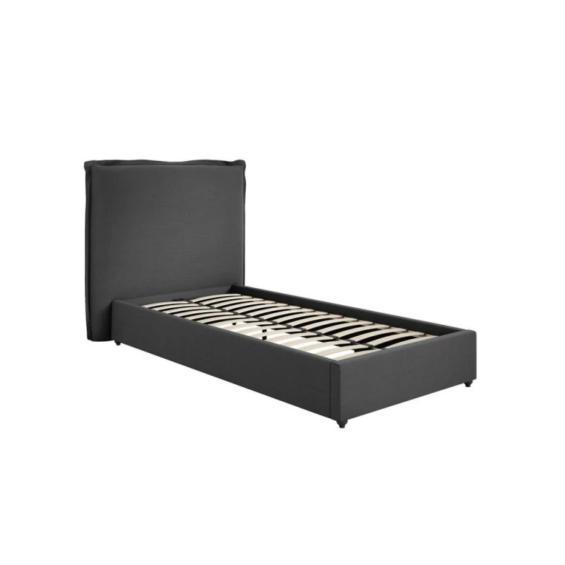 Image of Lemon Pavilion Furniture Sunday Single Bed Frame (Pack of 2) - Linen Blend - L219xW128xH120cm in Dark Grey Dark Grey Unisex Single