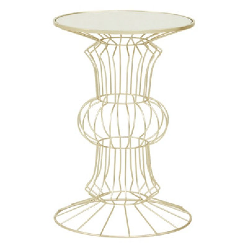 Image of Premier Housewares Interiors By Premier Practical Light Gold Finish Frame Table, Compact Side Table For Livingroom, Mirrored Top Small Lounge Table Go