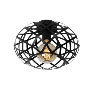 Image of Wolfram Modern Flush Ceiling Light - Ø30cm - 1xE27 - Black