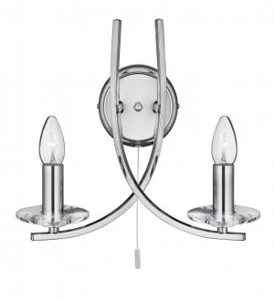 Image of 2 Light Indoor Glass Candle Wall Light Chrome, E14