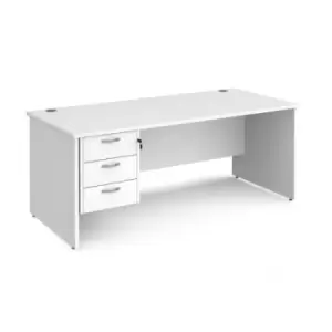 Image of Office Desk Rectangular Desk 1800mm With Pedestal White Top And Panel End Leg 800mm Depth Maestro 25 MP18P3WH