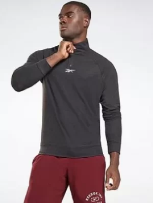 image of Reebok Workout Ready Quarter-zip Sweatshirt, Black Size M Men