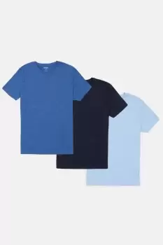 image of Mens 3 Pack Navy Blue And Chambray T-Shirt