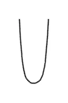 image of Silver Plate Black Beaded Long Necklace