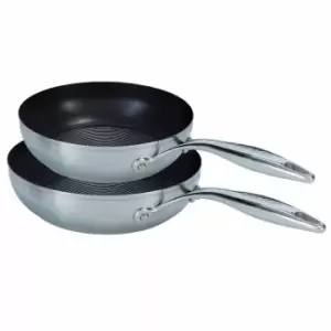 image of Circulon Steel Shield Stainless Steel Non-Stick Twin Pack Skillet Set 20/26cm