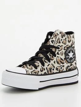 Image of Converse Chuck Taylor All Star Leopard Eva Lift Hi Childrens Trainers - Animal Print, Animal Print, Size 11