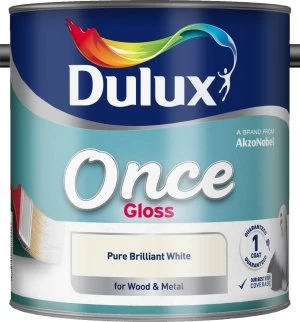 Image of Dulux Once Pure Brilliant White Gloss Paint 2.5L