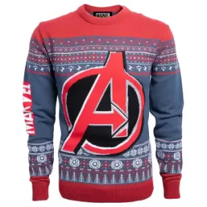 image of Marvel Avengers Christmas Knitted Jumper - Navy - XXL