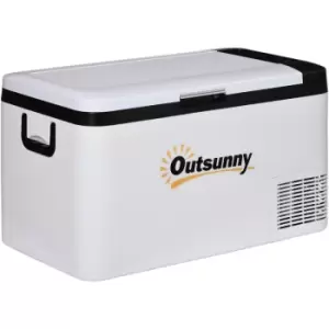 12V Portable Car Refrigerator w/ Inner LED Light Indoor Outdoor 25L - White and Black - Outsunny