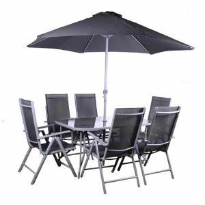 image of Amir Royalcraft Rio 6 Seater Recliner Armchairs Dining Black Powder Coated Steel