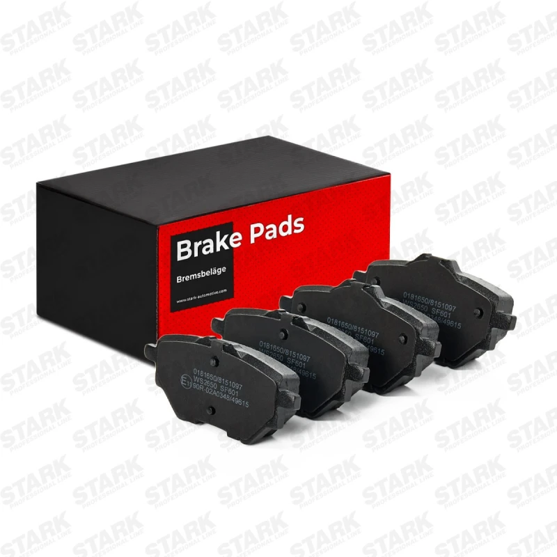 Image of STARK SKBP-0011643 Brake pad set Rear Axle, not prepared for wear warning indicator, with anti-squeak plate Brake Pad Set,disc brake (402)