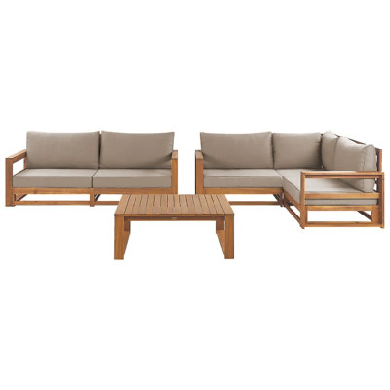 Image of Beliani Garden Lounge Set With Table 4 Seater Timor Modular Certified Acacia Wood Light Brown