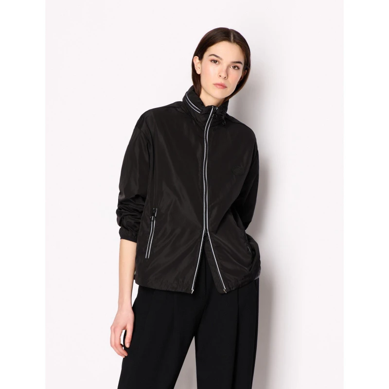 Image of Armani Exchange Womens Water-Repellent Lightweight Rain Anorak Black female 10 (S)