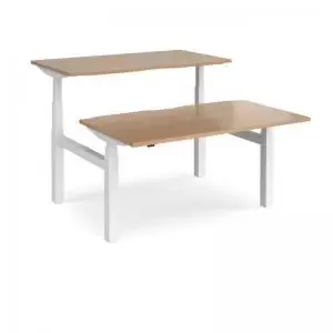 image of Elev8 Touch sit-stand back-to-back desks 1400mm x 1650mm - white frame