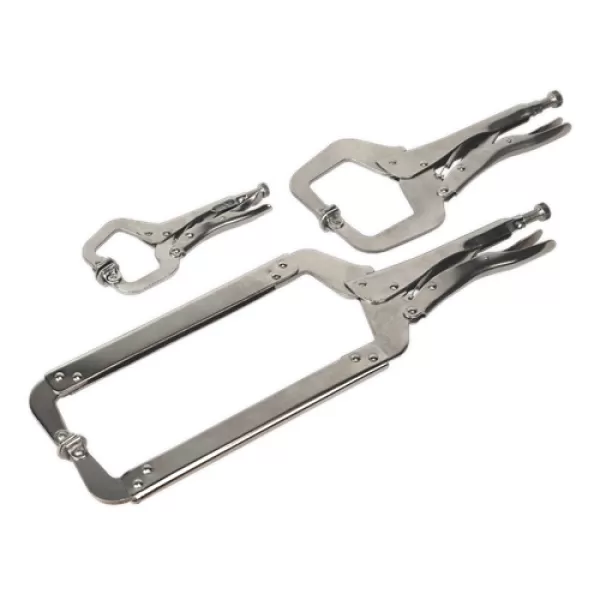 Image of Genuine SEALEY AK66 Locking 'C' Clamp Set 3pc