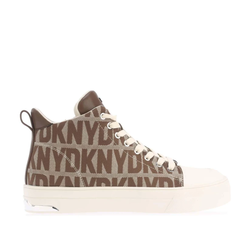 Image of DKNY Yaser Lace Up Mid Trainers Beige female UK 3.5