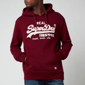 Image of Superdry Mens Vintage Logo Chenille Hoodie - Deep Port - L