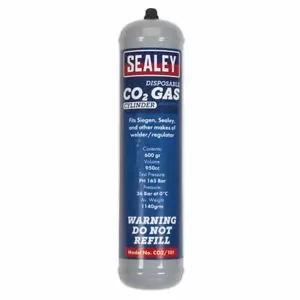 image of Genuine SEALEY CO2/101 Gas Cylinder Disposable Carbon Dioxide 600g