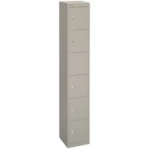 Image of Bisley Basic Contract Locker Lockable with 6 Doors CLK126 Steel 305 x 305 x 1802mm Goose Grey