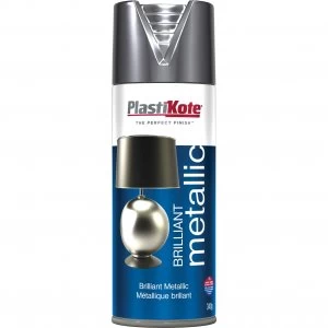 Plastikote Brilliant Metallic Aerosol Spray Paint Silver 400ml