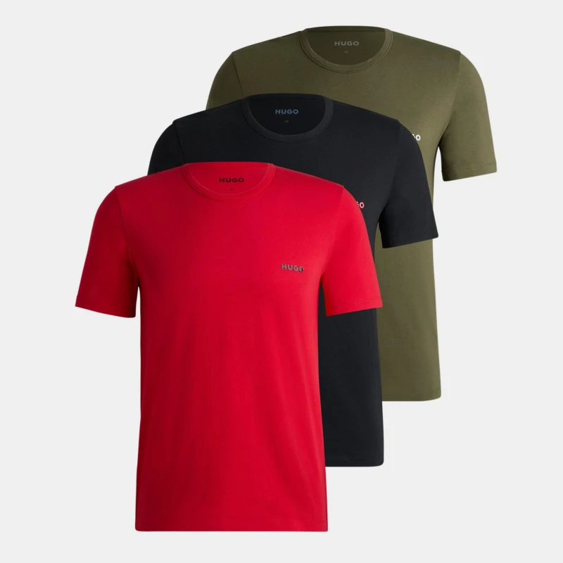 Image of Hugo 3 Pack of Pyjama T-Shirts - Red Red S