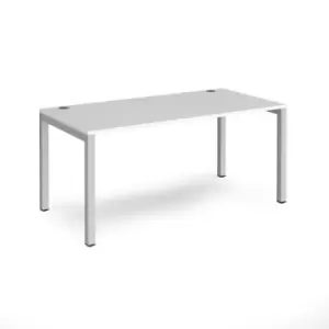 Image of Bench Desk Single Person Rectangular Desk 1600mm White Tops With Silver Frames 800mm Depth Connex