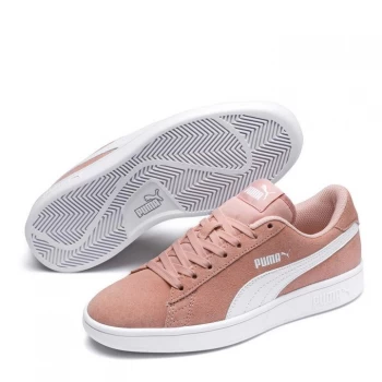 Puma Smash v2 Suede Junior Girls Trainers - Peach/White