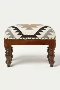 image of Handwoven Kilim Footstool 50 x 30 cm