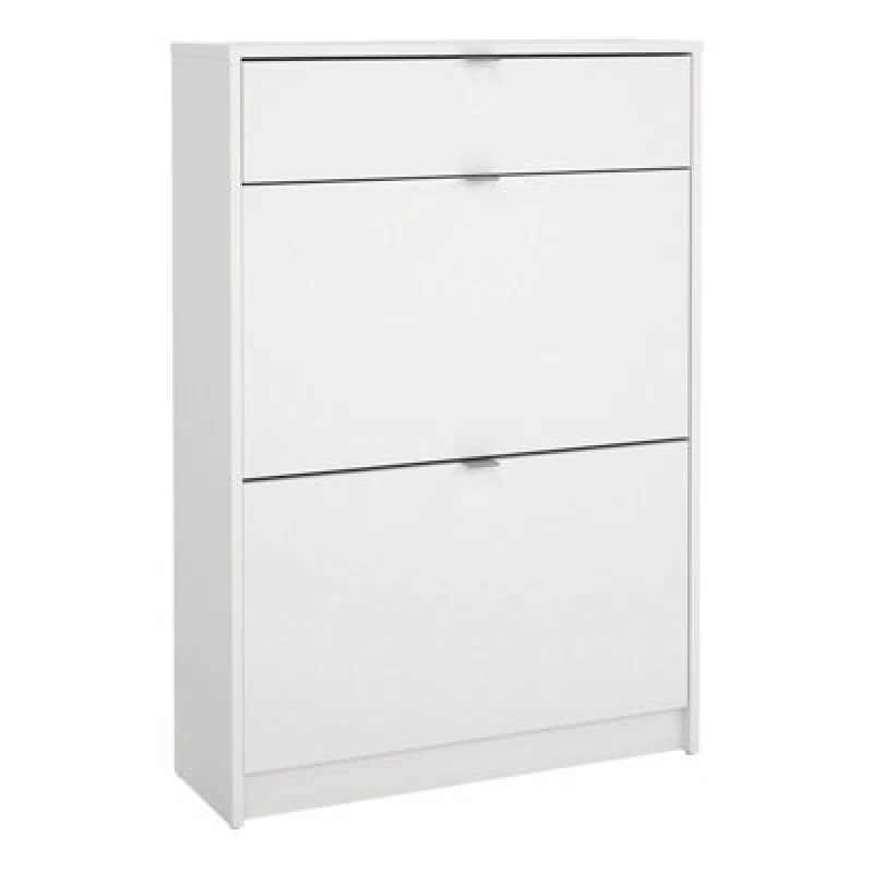Image of Furniture To Go Shoes Shoe Cabinet 2 Flip Down Doors + 1 Drawer In White