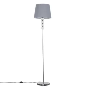 Image of Eleanor Chrome Floor Lamp with Grey Aspen Shade