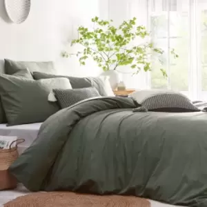Image of The Linen Yard Stonehouse Single Duvet Cover Set Cotton Eucalyptus