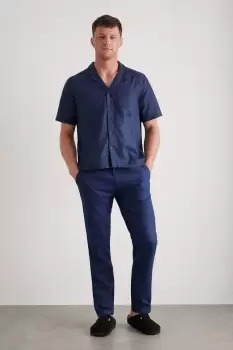 Image of Mens Navy Linen Trousers
