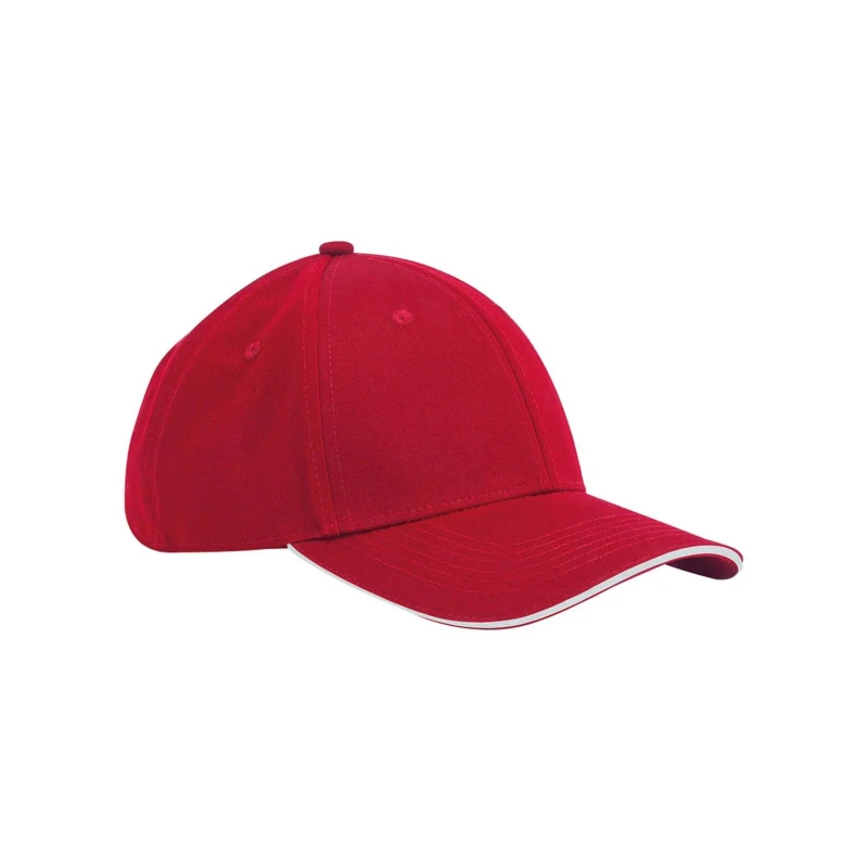 Image of Beechfield Beechfield Men Classic 6 Panel Cotton Sandwich Peak Cap in Red Red One Size Male 5063527237446