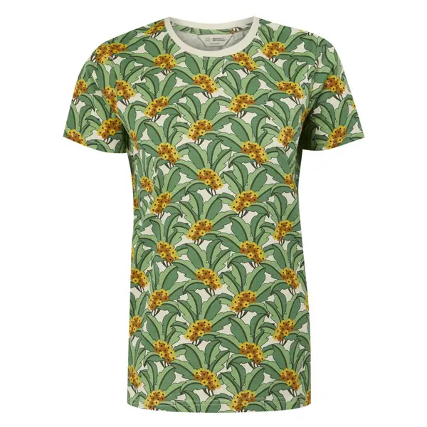 Image of Regatta Womens Orla Ribbed Kneck Short Sleeve T Shirt 10 - Bust 34' (86cm) Green Tropcl RWT266-6CA-10