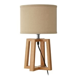 image of Premier Housewares Lea Table Lamp with Light Brown Fabric Shade