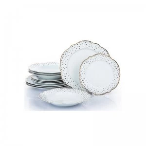 Image of Waterside 12 Piece Dotty Flower Shape Dinner Set
