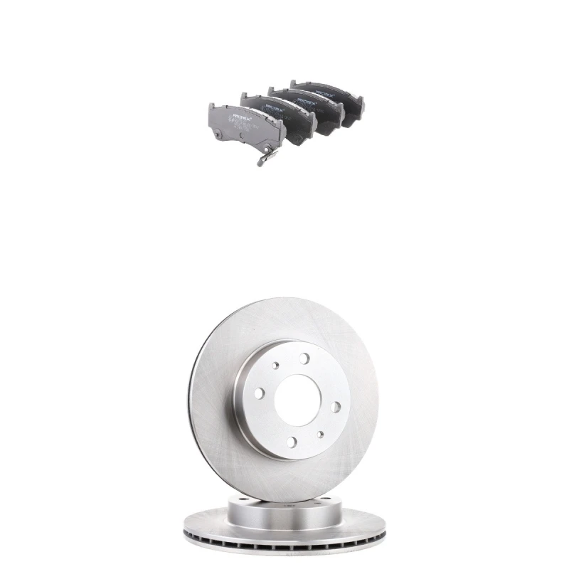 Image of RIDEX 3405B2632 Brake disc and pads set Front Axle, Brake Disc Type: internally vented, with acoustic wear warning Brake Set,disc brakes (3405)
