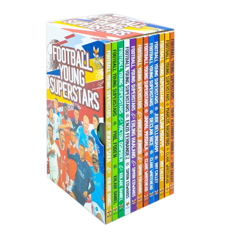 Image of Football Young Superstars 12 Books Box Set Jude Bellingham, Marcus Rashford, Phil Foden Simon Edwards Roy Calley Kolade Daniel Clare Whitehead Books