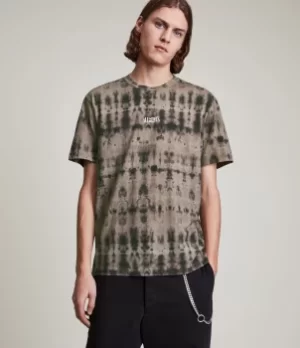 Image of AllSaints Mens Tied Up Crew T-Shirt, Purple/Black, Size: XS