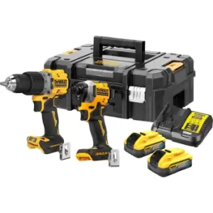 Image of DEWALT DCK2050 18v XR Brushless Powerstack Combi Drill and Impact Driver 2 x 5ah Li-ion Charger Case