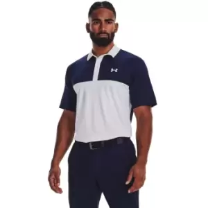 image of Under Armour Mens Perf 3.0 Color Block Polo White/Navy 3XL