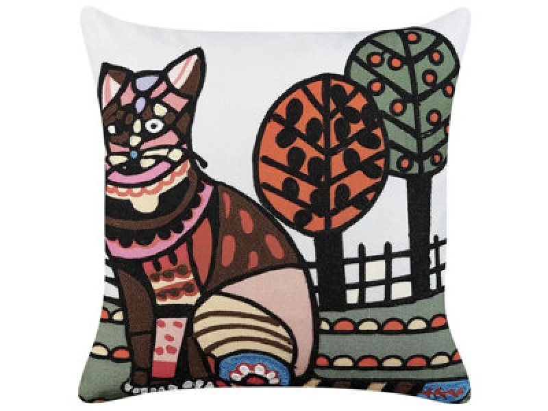 Image of Beliani Throw Cushion Mehsana Boucle 50 X 50 Cm Multicolour Animal Pattern